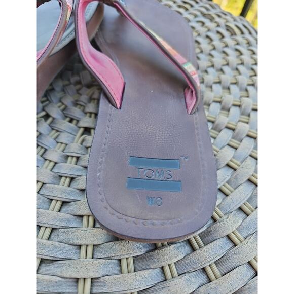 Toms Women's 6 Piper Print Slip On Flip Flops Flats Sandals Stripe Beach - Picture 5 of 9